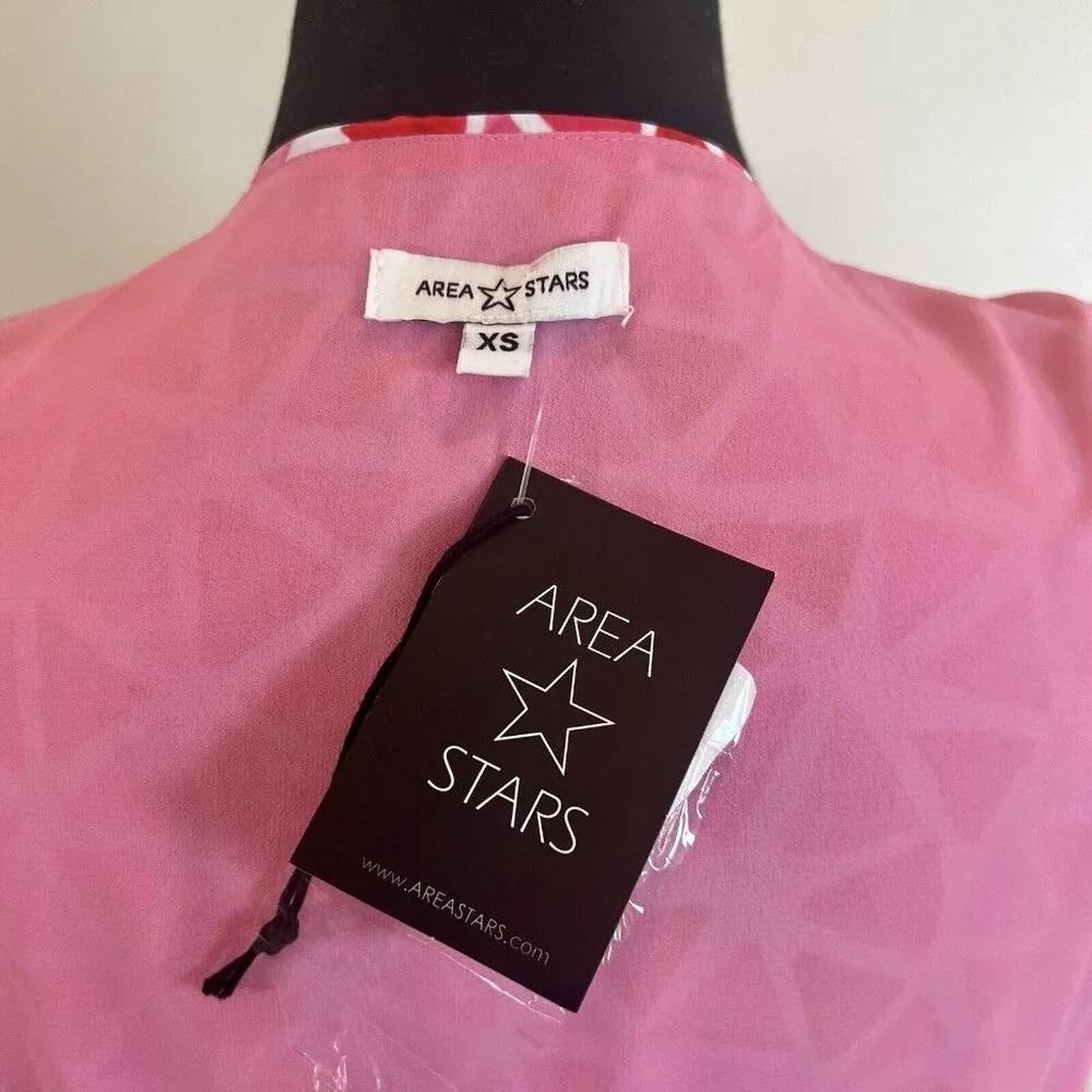 Area Stars NWT Diamond LS Wrap Dress Pink Red XS - Picture 13 of 16